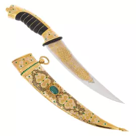 Кинжал сувенирный "Восточный" с малахитом, Златоуст