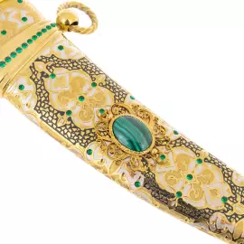 Кинжал сувенирный "Восточный" с малахитом, Златоуст