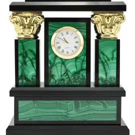 Каминные часы из малахита "Георгий Победоносец"