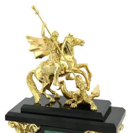 Каминные часы из малахита "Георгий Победоносец"