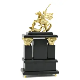 Каминные часы из малахита "Георгий Победоносец"