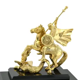 Каминные часы из малахита "Георгий Победоносец"