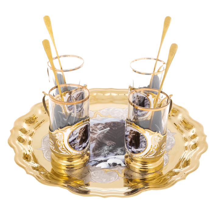 Tea set "Bear" for 4 persons, Zlatoust