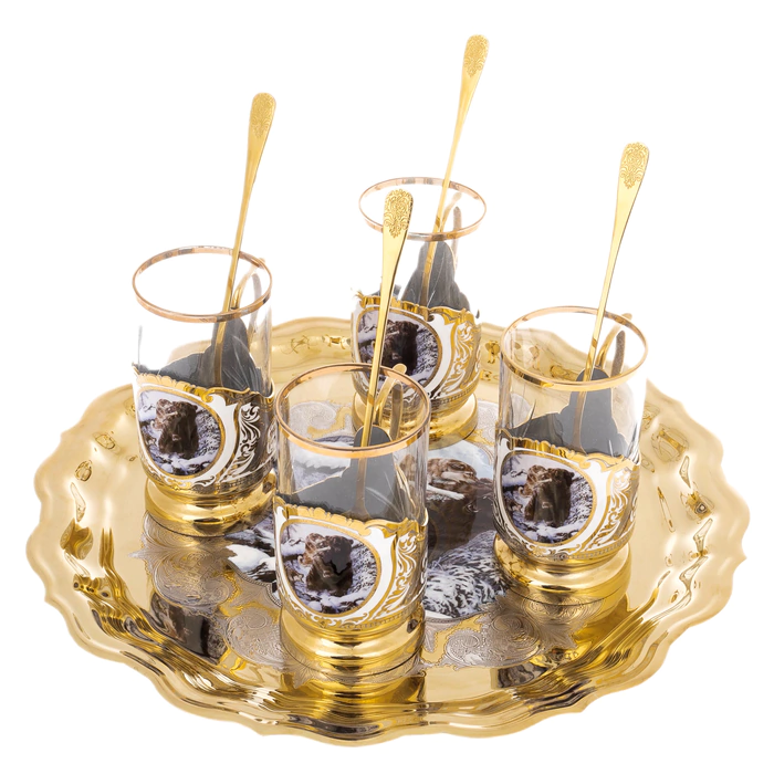 Tea set "Bear" for 4 persons, Zlatoust