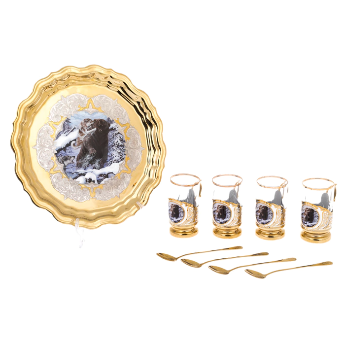 Tea set "Bear" for 4 persons, Zlatoust