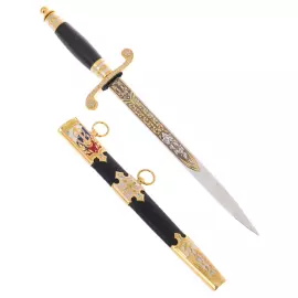 Souvenir dirk "Sea anchor" with blue cubic zirconia, Zlatoust