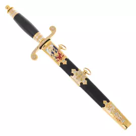 Souvenir dirk "Sea anchor" with blue cubic zirconia, Zlatoust