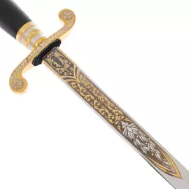 Souvenir dirk "Sea anchor" with blue cubic zirconia, Zlatoust