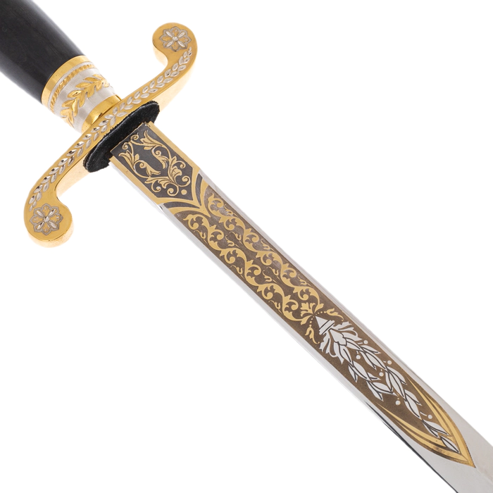 Souvenir dirk "Sea anchor" with blue cubic zirconia, Zlatoust