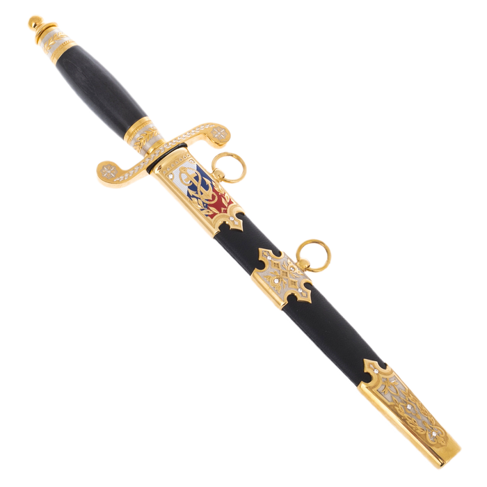 Souvenir dirk "Sea anchor" with white cubic zirconia, Zlatoust