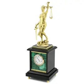 Каминные часы из малахита "Фемида"