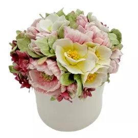 Сувенир из фарфора "Букет Совершенство - Пион и магнолия" в подарочной коробке