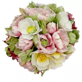 Сувенир из фарфора "Букет Совершенство - Пион и магнолия" в подарочной коробке