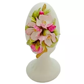 Souvenir egg made of porcelain "Pink apple tree"