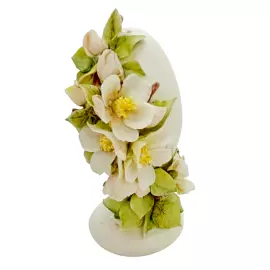 Souvenir porcelain egg "White apple tree and a bird"