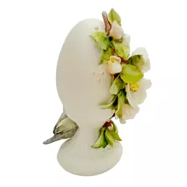 Souvenir porcelain egg "White apple tree and a bird"