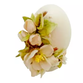 Souvenir porcelain egg "White apple tree and a bird"