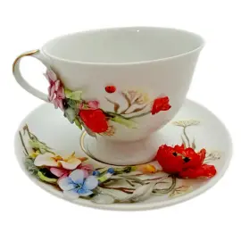 Чайная пара из фарфора "Полевые цветы"