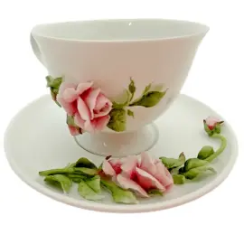 Чайная пара из фарфора "Роза"