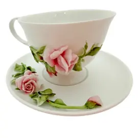 Чайная пара из фарфора "Роза"