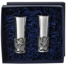 Набор стопок из серебра "Глухари" на 2 персоны