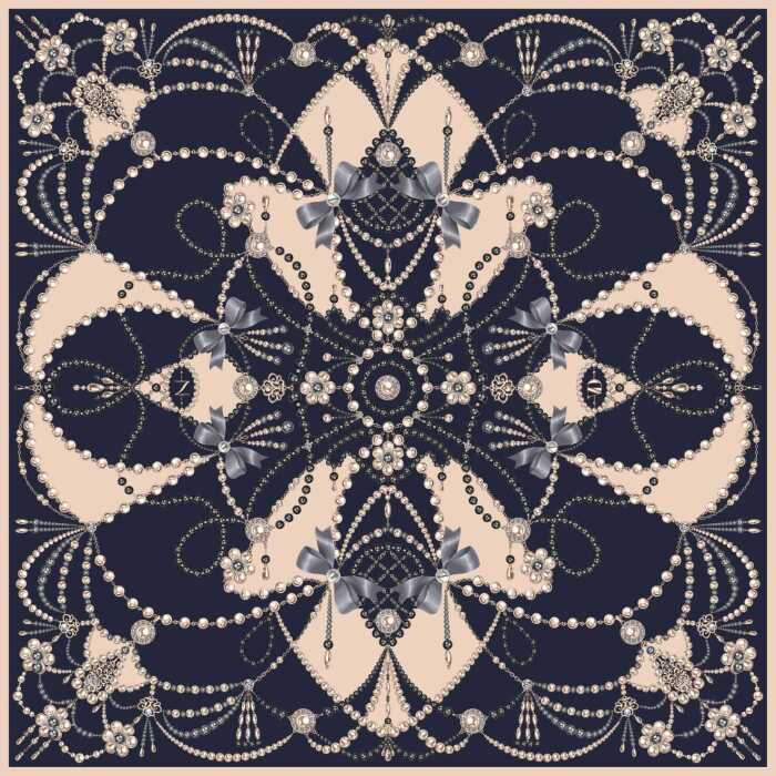 Silk handkerchief "Pearl is always right" ink