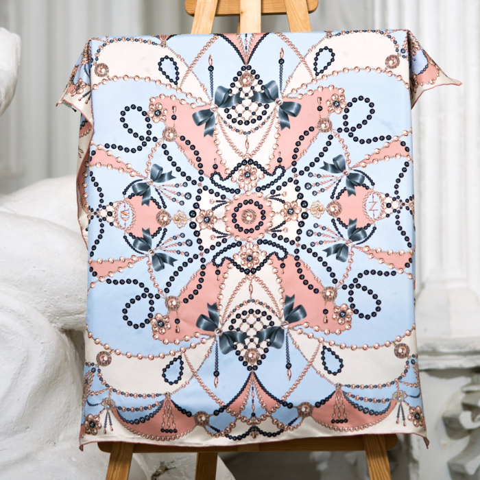 Silk handkerchief "Pearl is always right" blue