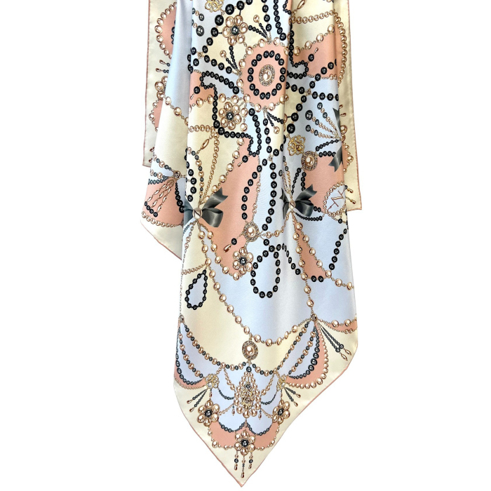 Silk handkerchief "Pearl is always right" blue