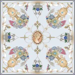 Silk handkerchief "Vintage grotesque" blue