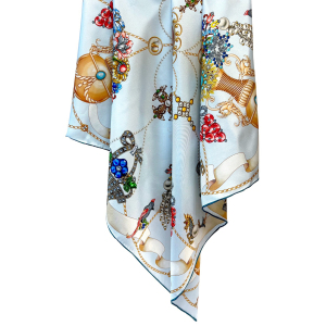 Silk handkerchief "Vintage grotesque" blue