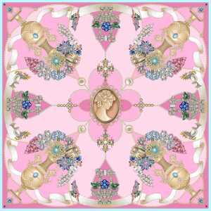Silk handkerchief "Vintage grotesque" pink