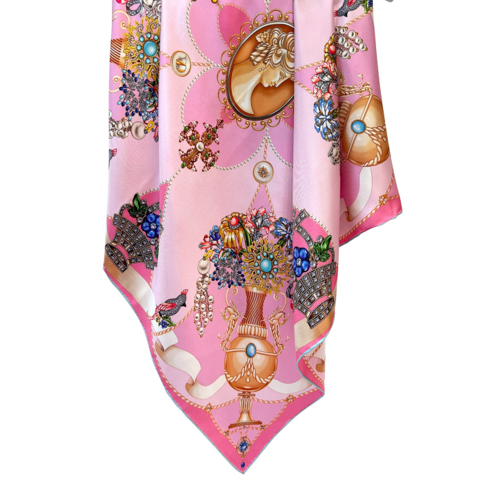 Silk handkerchief "Vintage grotesque" pink