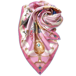 Silk handkerchief "Vintage grotesque" pink
