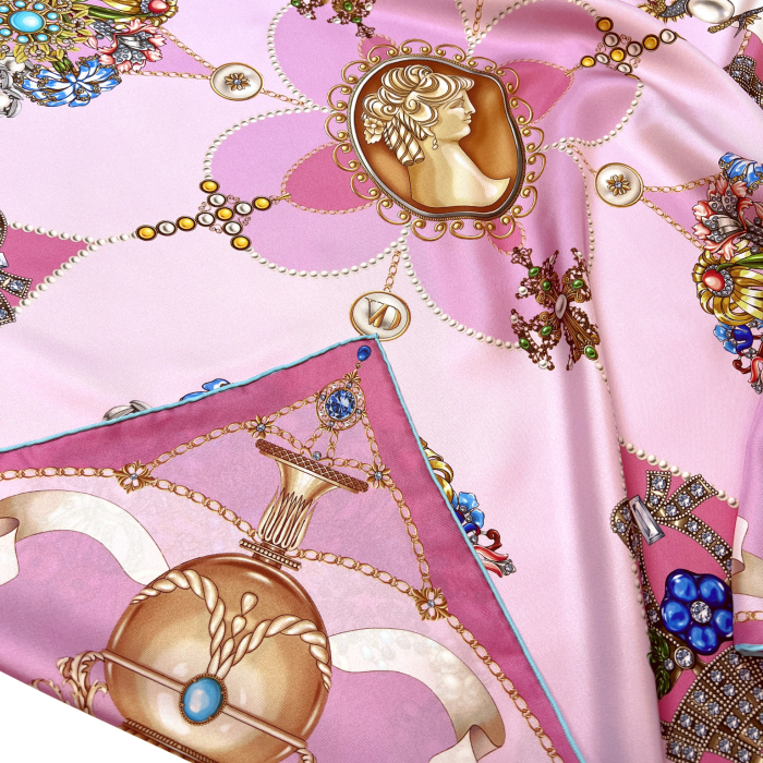 Silk handkerchief "Vintage grotesque" pink