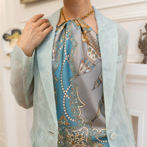 Silk shawl "United Arab Emirates – Russia" blue