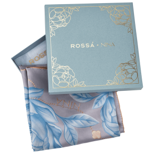 Silk handkerchief "Peonies" blue haze