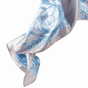 Silk handkerchief "Peonies" blue haze