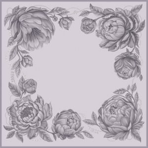 Silk handkerchief "Peonies" grey veil