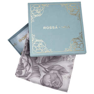 Silk handkerchief "Peonies" grey veil