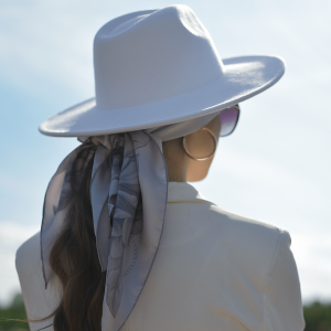 Silk handkerchief "Peonies" grey veil