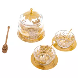 Медовница с пиалами "Мёд" на 2 персоны, Златоуст