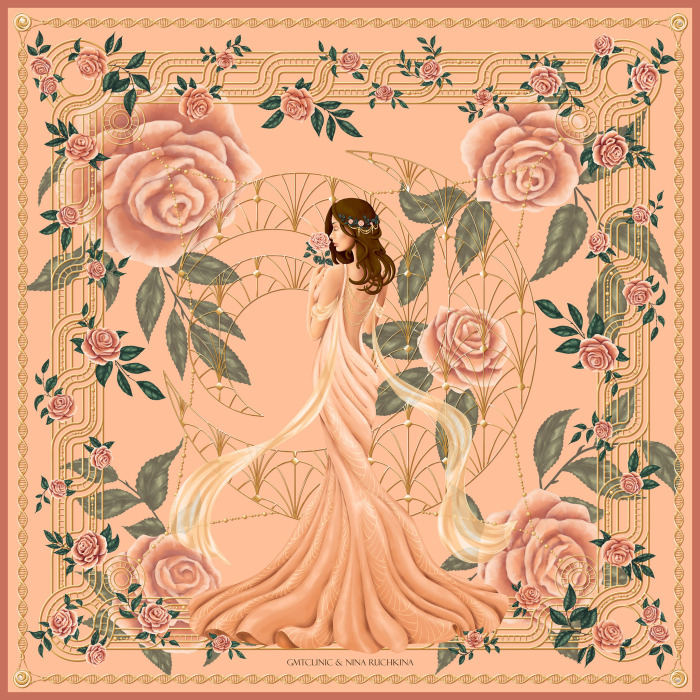 Silk handkerchief "Perfect beauty" peach down