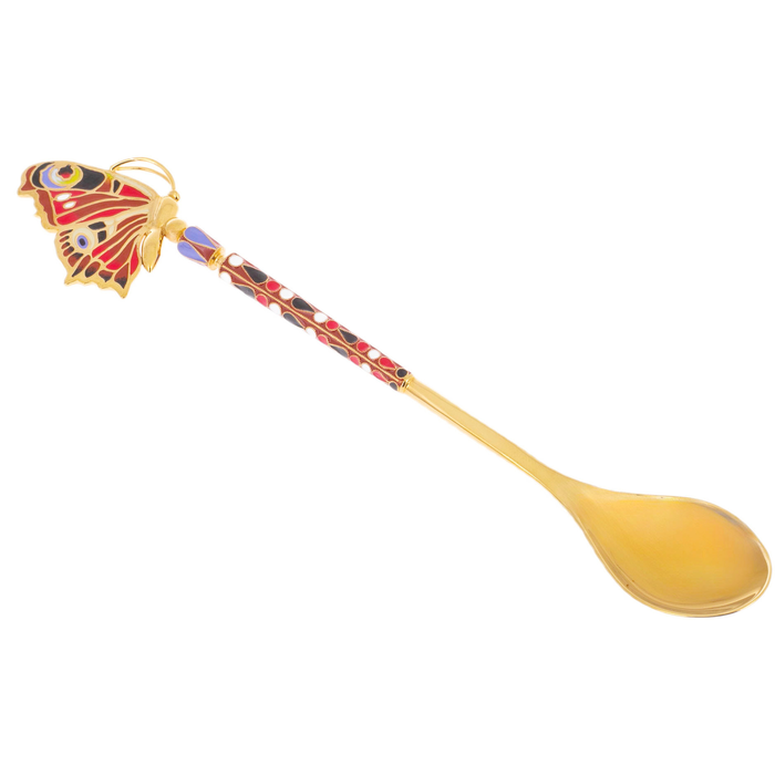 Silver Peacock's Eye teaspoon with gold plating. for 1 person