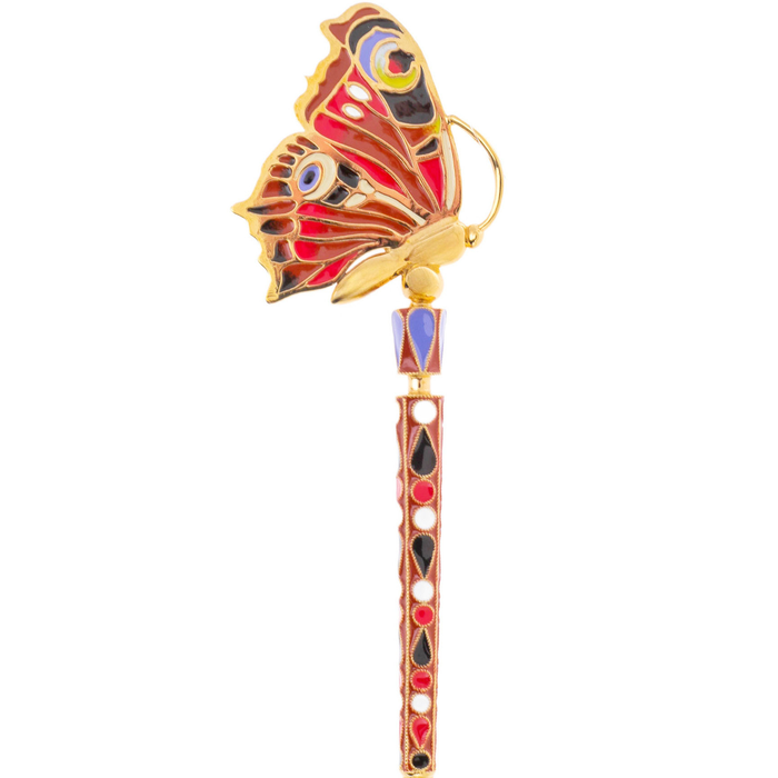 Silver Peacock's Eye teaspoon with gold plating. for 1 person