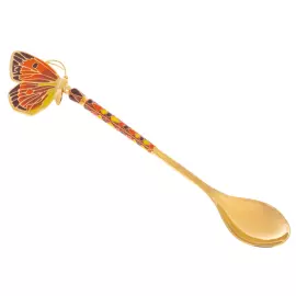 Чайная ложечка из серебра с позолотой "Желтушка шафрановая" на 1 персону