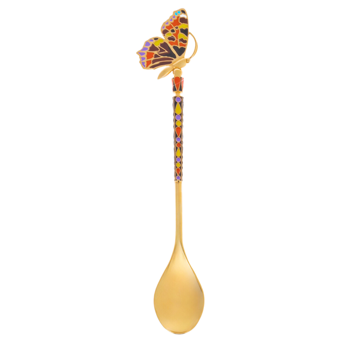 Silver teaspoon "Chocolate box" with gold plating, for 1 person