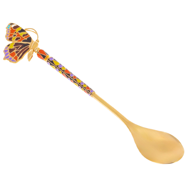 Silver teaspoon "Chocolate box" with gold plating, for 1 person