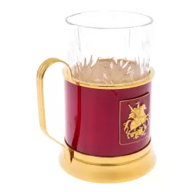 Подстаканник из серебра "Герб Москвы" с эмалью и позолотой