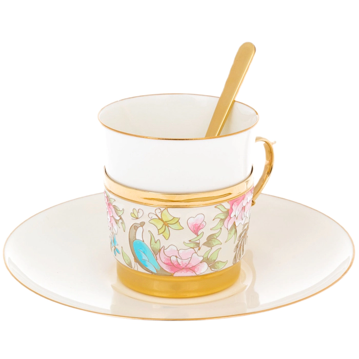 Silver and porcelain coffee pair "Flowers" for 1 person