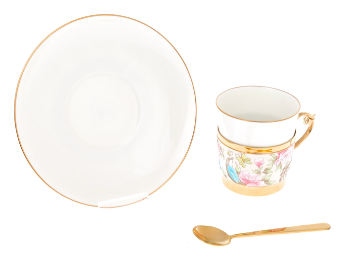 Silver and porcelain coffee pair "Flowers" for 1 person